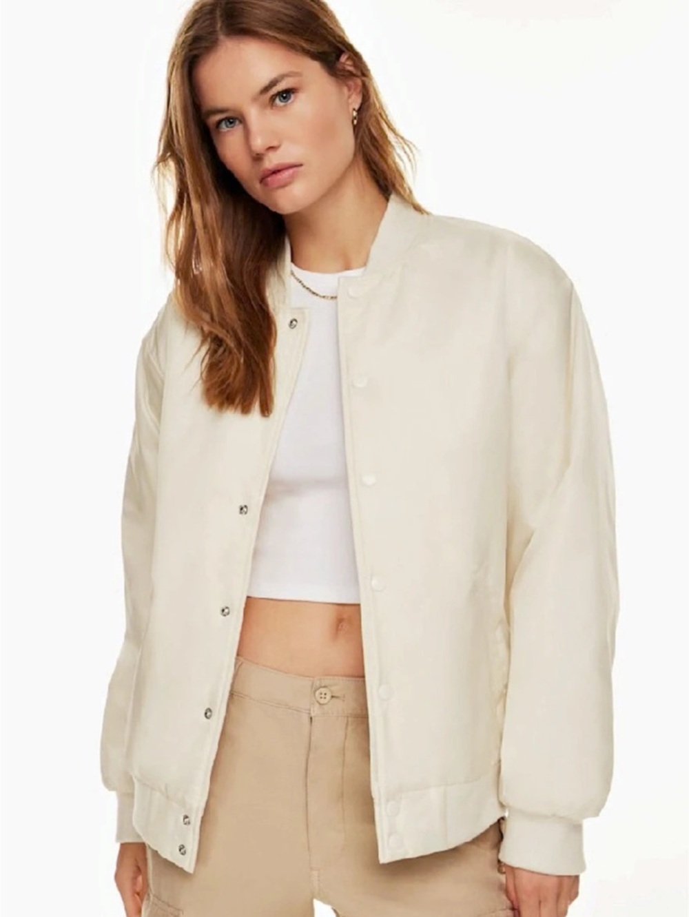 Tna Stadium Jacket Bomber in Cream Size XL #13
